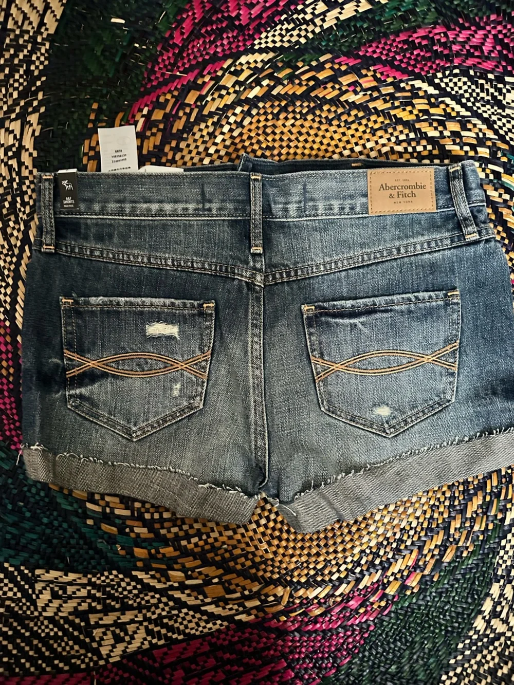 Abercrombie & Fitch Light Blue Distressed Denim Shorts